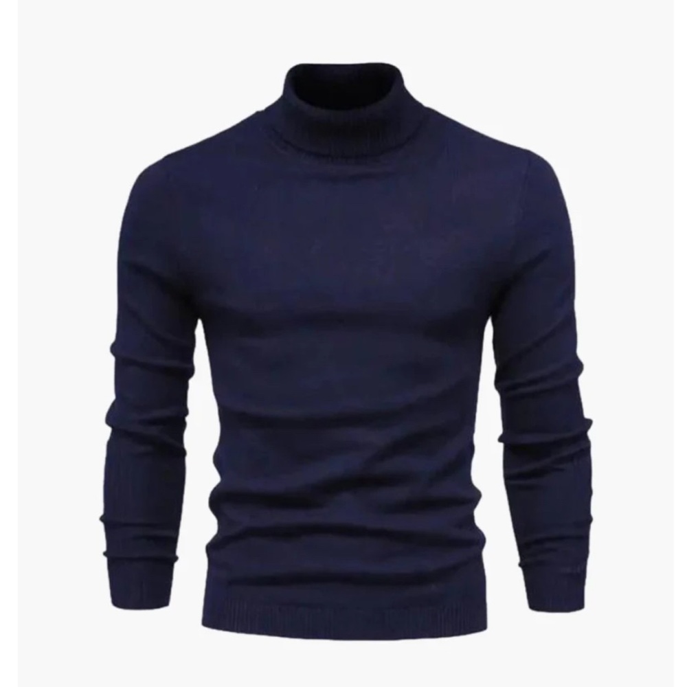 Straven High Neck/ Turtleneck Navy 100% Merino Wool Men’s Sweater